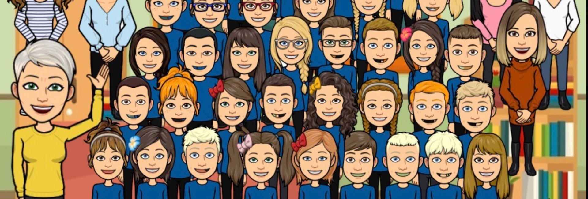 A drawing representing the pupils and staff